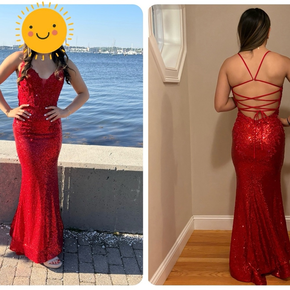 Elegant Red Sequin Prom Dress